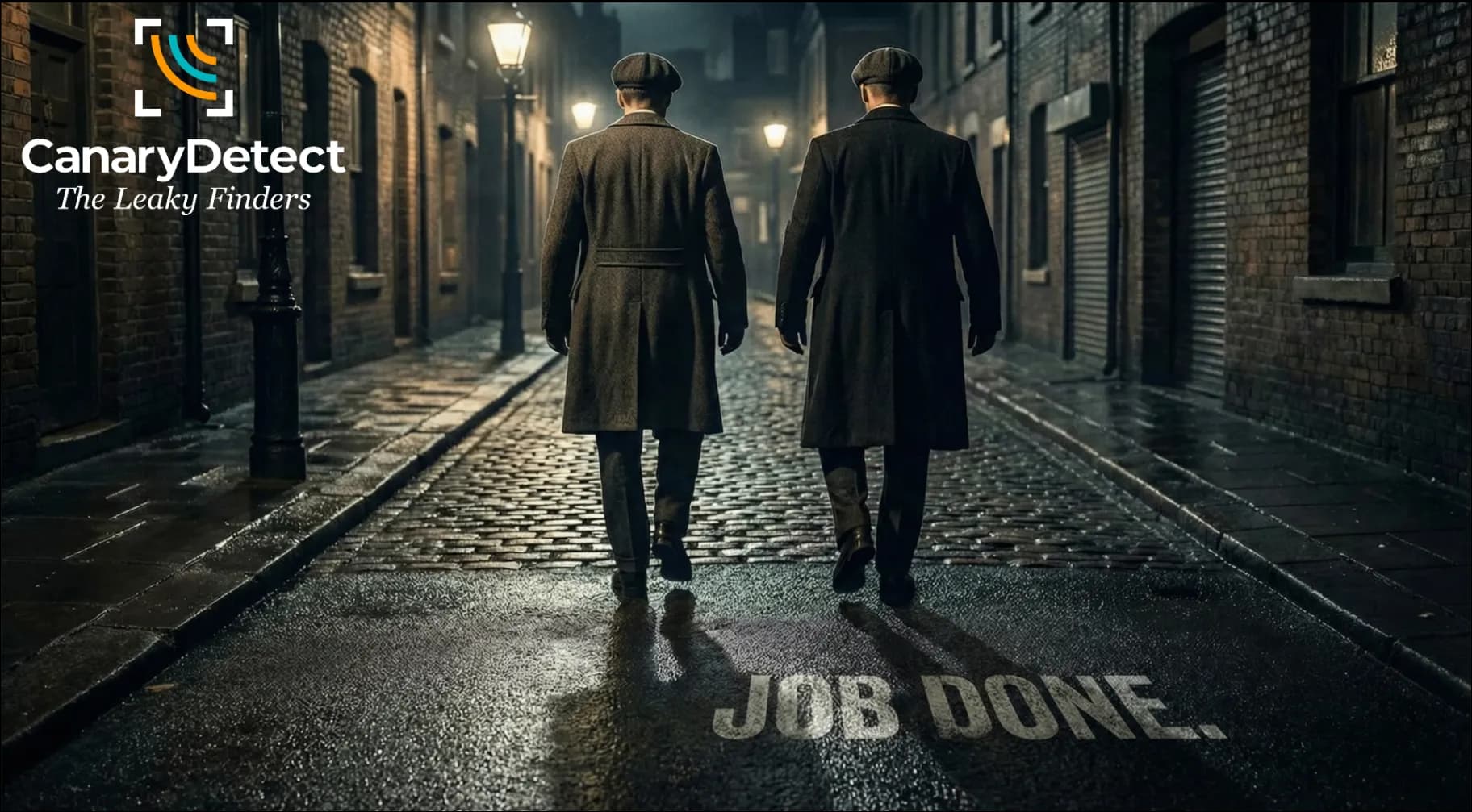 Two detectives walking away - Job Done