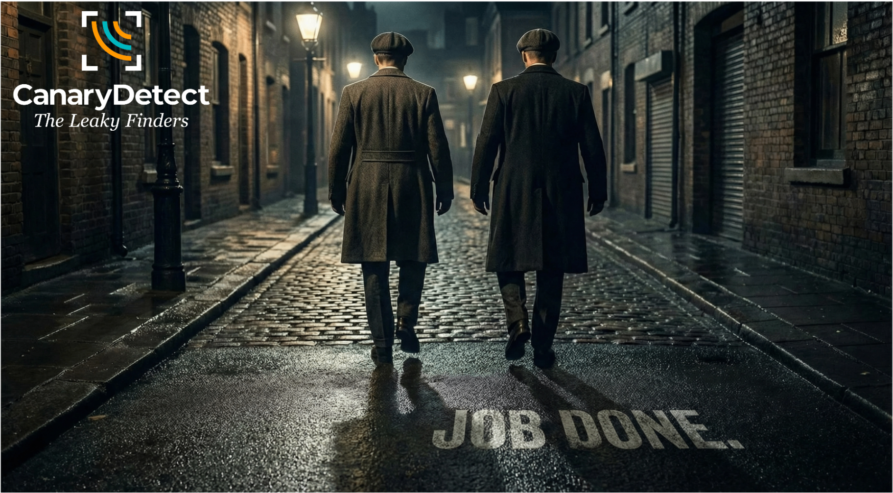 Two detectives walking away - Job Done
