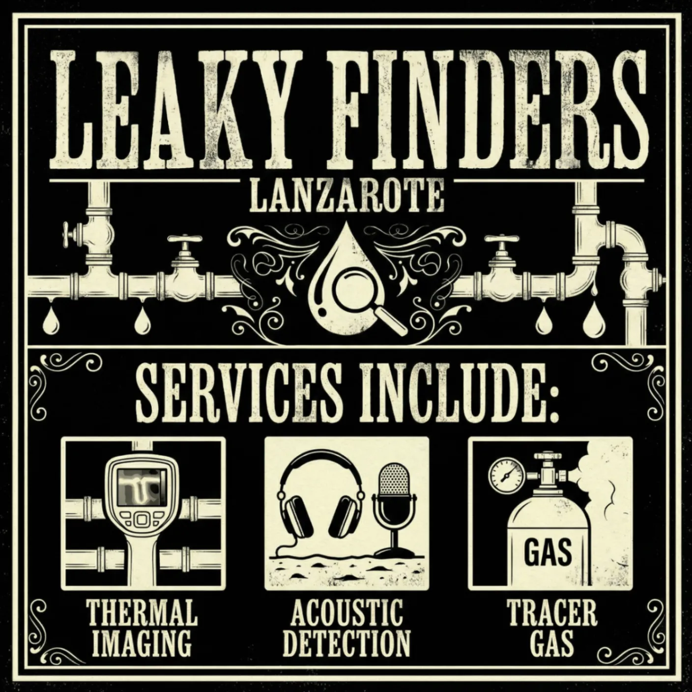 Equipo profesional de detección de fugas incluyendo cámara termográfica y dispositivos de detección acústica en Lanzarote